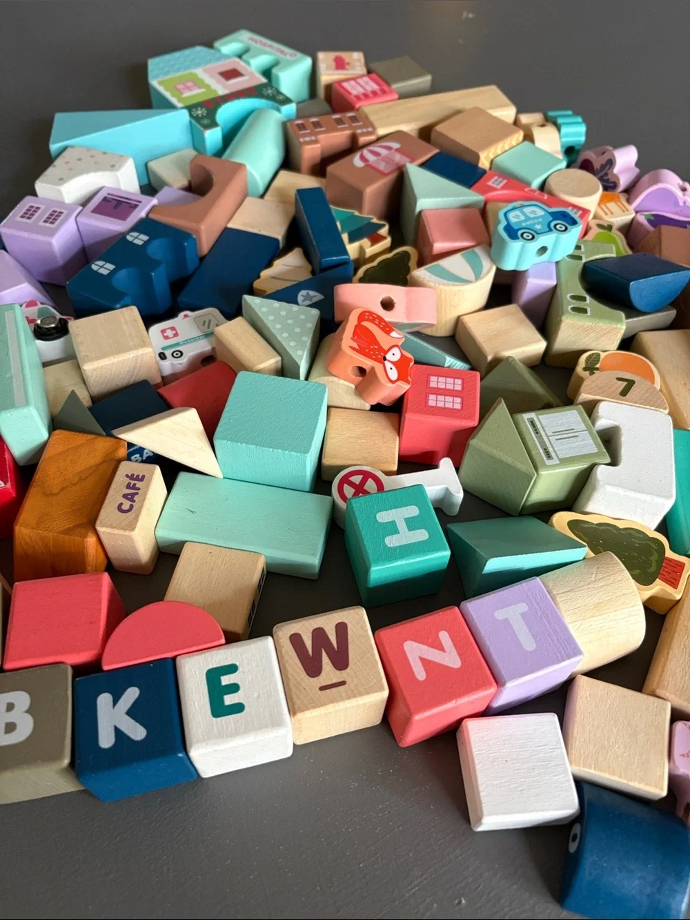 Wooden Colorful Kids Toy Building Blocks Set - Multicolor